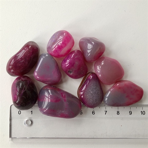Agat Pink - Indfarvet - Diverse 10 stk - Farver og størrelser varierer.